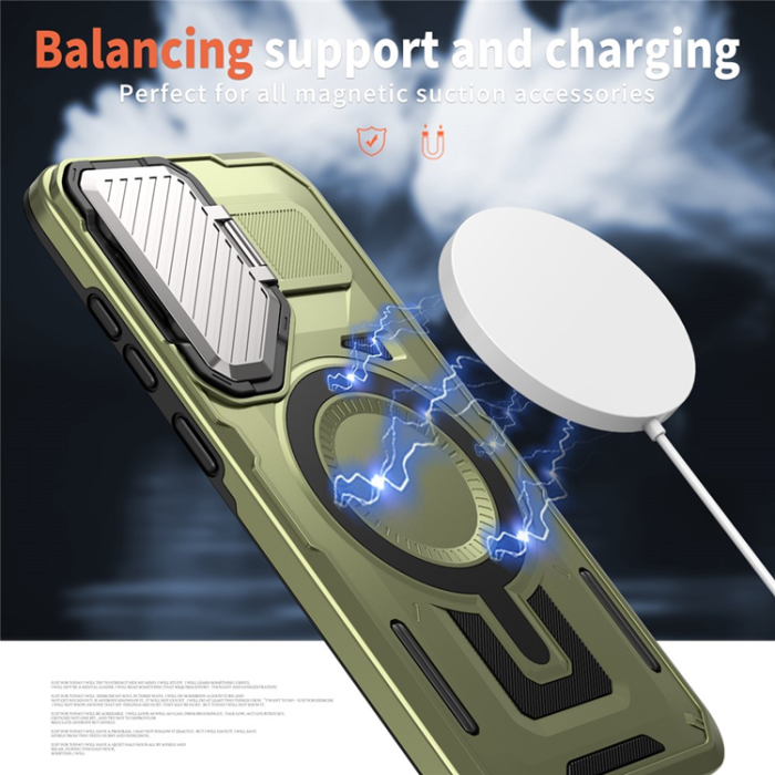 A-One Brand - Galaxy S25/S24 Mobilskal MagSafe Kickstand - Olive Grön