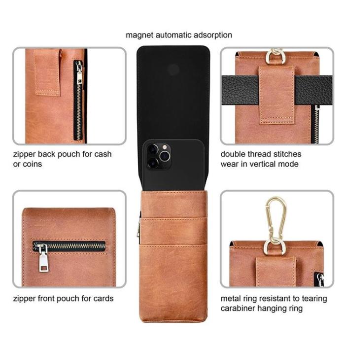 UTGATT1 - PULOKA Bältesväskor Vertical Multifunction Zipper - Brun