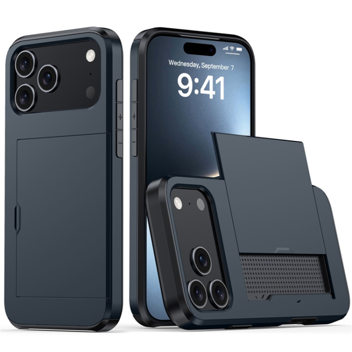A-One Brand - iPhone 17 Pro Max Mobilskal korthållare - Marinblå