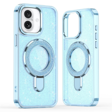 A-One Brand - iPhone 17 Mobilskal Glitter Design TPU + PC Kickstand - Blå