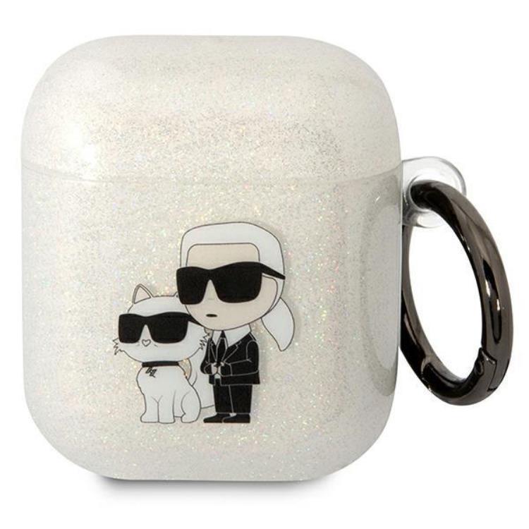 KARL LAGERFELD AirPods 1/2 Skal Gliter Karl&Choupette - Clear | 2353 | AlltMobil