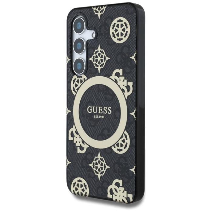 Guess - Guess Galaxy S25 Mobilskal MagSafe Guld Electroplated Peony - Svart