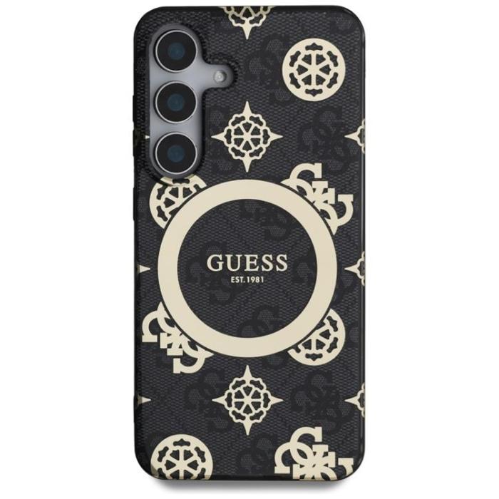 Guess - Guess Galaxy S25 Mobilskal MagSafe Guld Electroplated Peony - Svart