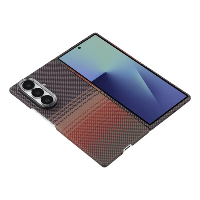 A-One Brand - Galaxy Z Fold 7 5G Mobilskal Aramid Fiber Gradient - Sunset Gul