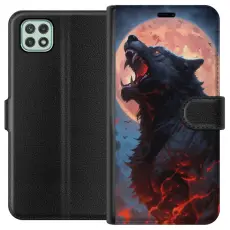 Gustaf - Pl&aring;nboksfodral till Samsung Galaxy A22 5G med Ylande varg