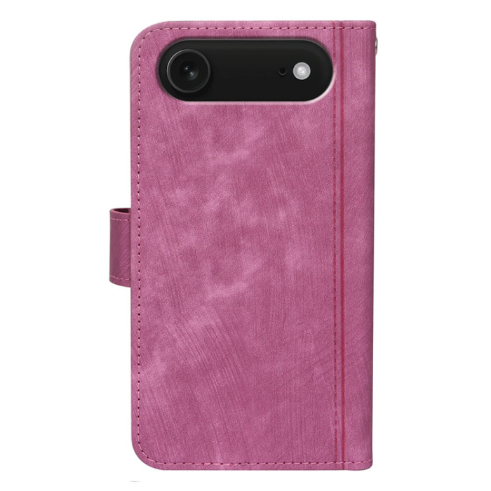 A-One Brand - iPhone 17 Air Plånboksfodral Line Pattern Läder - Rosa