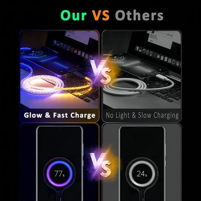 A-One Brand - RGB USB-C till USB-C 1m Kablar - Flerfärgad