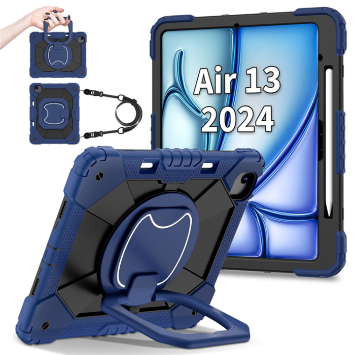 A-One Brand - iPad Air 13(2025/2024) Skal Kickstand Silikon+PC - Marinblå/Svart