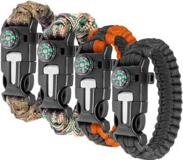 OEM - [2-PACK] Överlevnadsarmband Paracord l kompass, visselpipa, flintbrandstartare