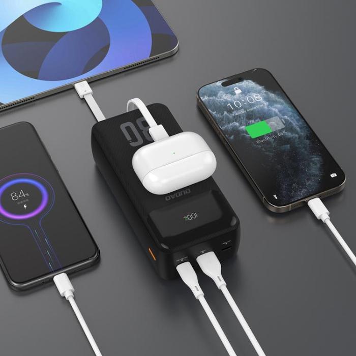 Dudao - Dudao Powerbank 30000mAh 22.5W PD med Kabel - Svart