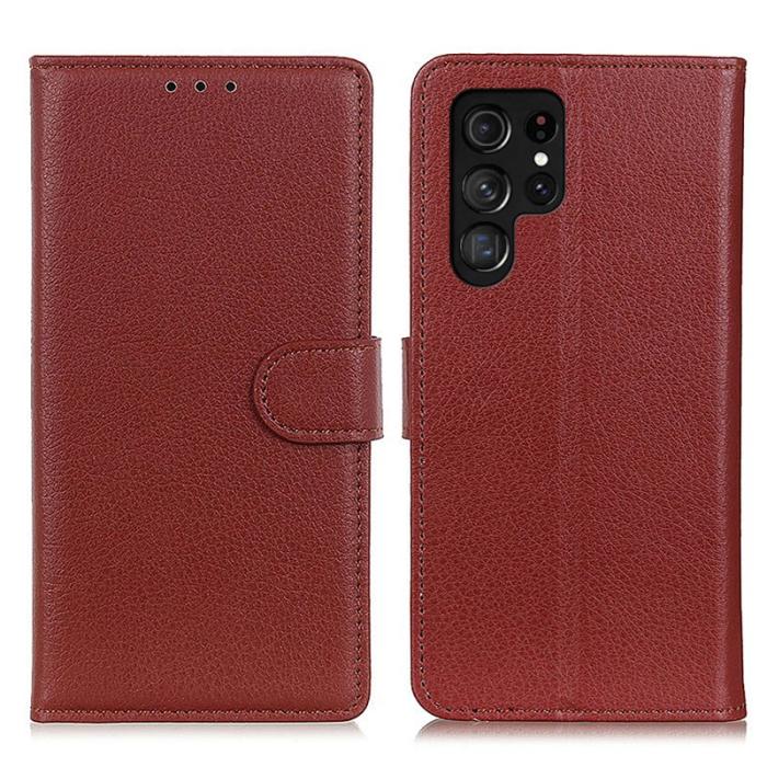 OEM - Samsung Galaxy S26 Ultra Fodral PU Läder Litchi Textur - Brun