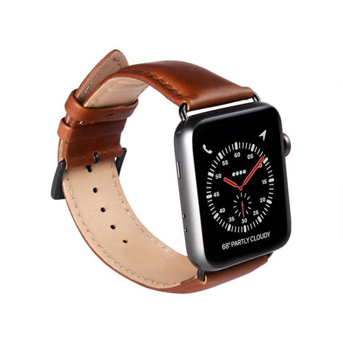 BUFFALO - BUFFALO äkta läder Apple Watch 4/5/6/7/8/SE (42/44/45mm) Armband - Brun