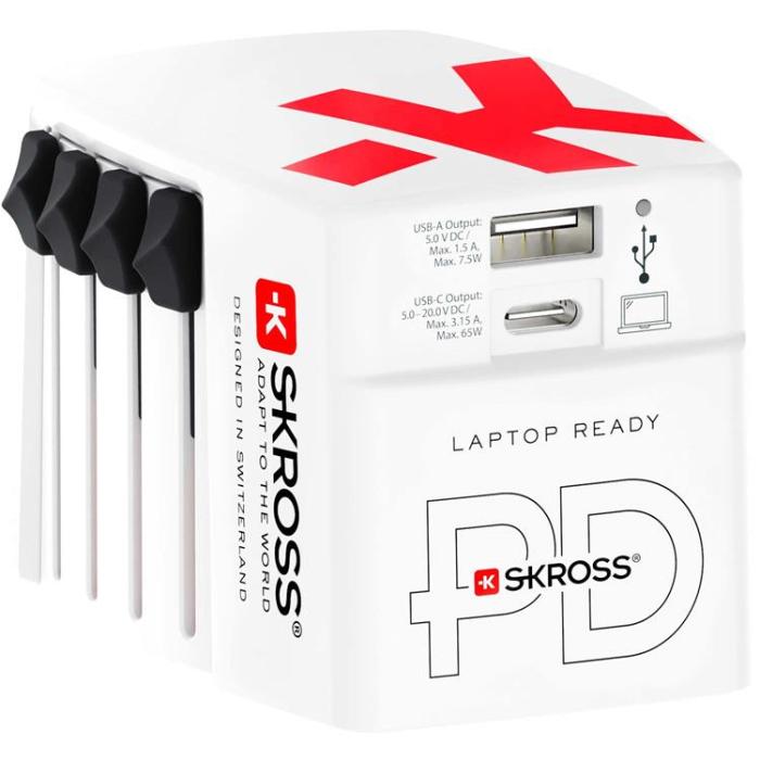 SKROSS - SKROSS World Adapter USB-A/USB-C 65W - Vit