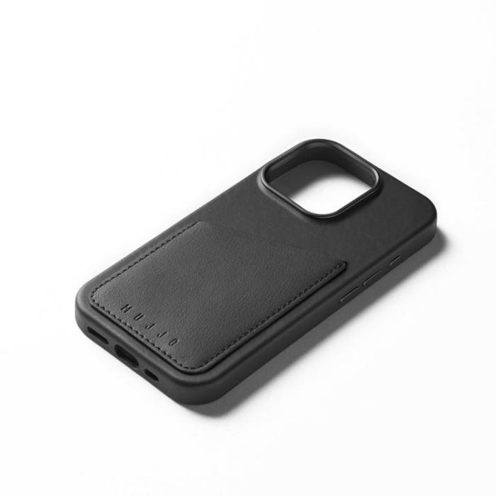 Mujjo - Mujjo iPhone 16 Pro Mobilskal MagSafe Korthållare - Svart