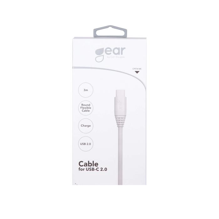GEAR - GEAR Laddkabel USB-C till USB-A kabel 2.0 3m Vit gen2 Rund