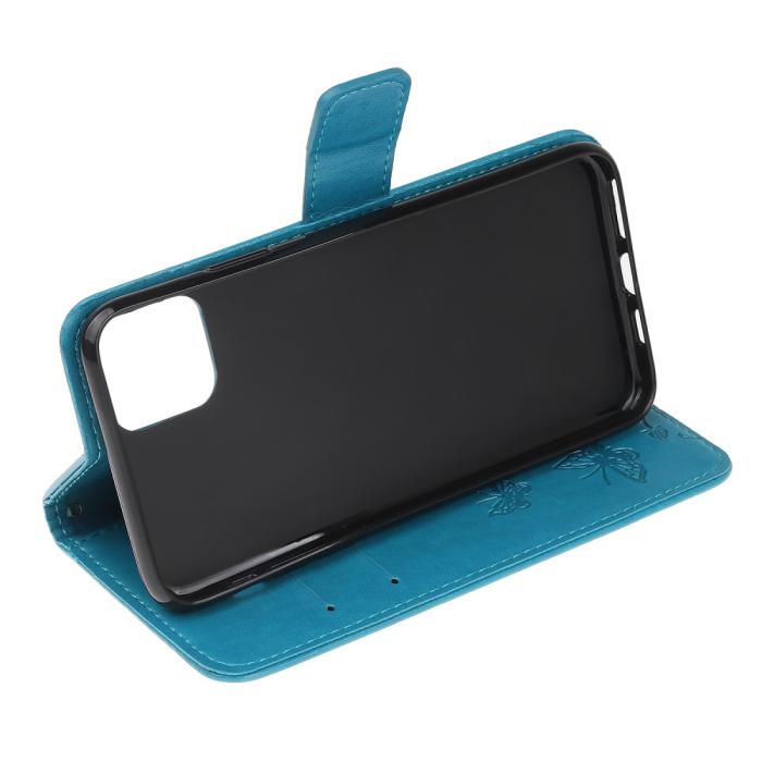 OEM - Imprint Läder Plånboksfodral iPhone 12 Pro Max - Blå