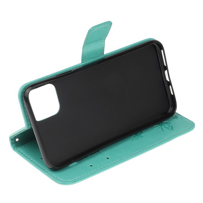 OEM - Imprint Läder Plånboksfodral iPhone 12 Pro Max - Cyan