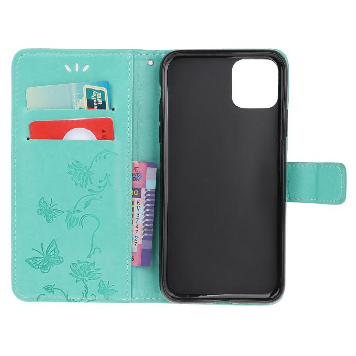 OEM - Imprint Läder Plånboksfodral iPhone 12 Pro Max - Cyan