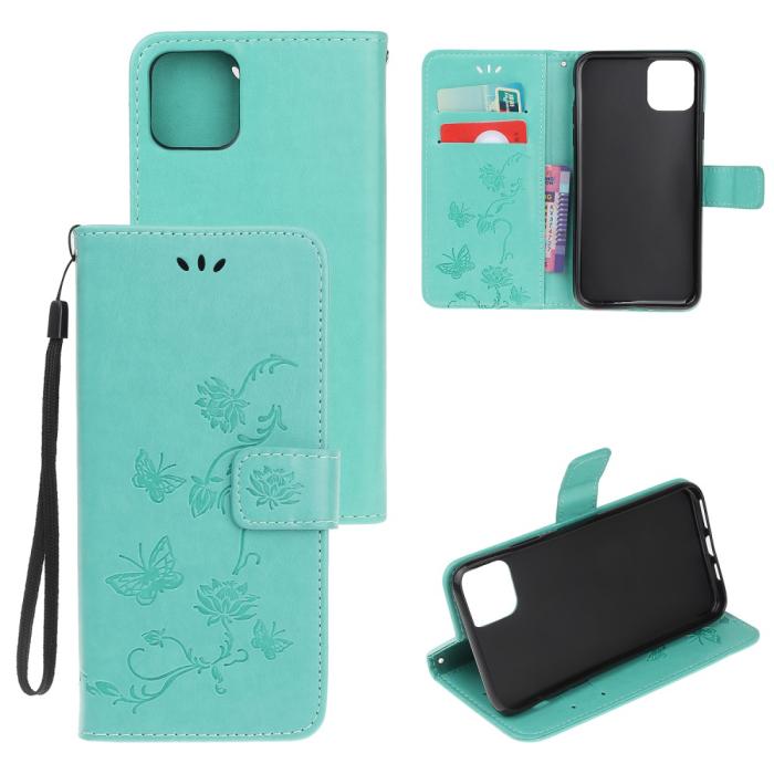 OEM - Imprint Läder Plånboksfodral iPhone 12 Pro Max - Cyan