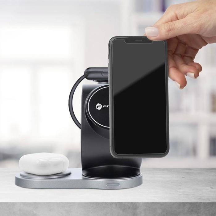 Forcell - Forcell 3-in-1 Trådlös Laddare Magsafe iPhone, Apple Watch, Airpods - Svart