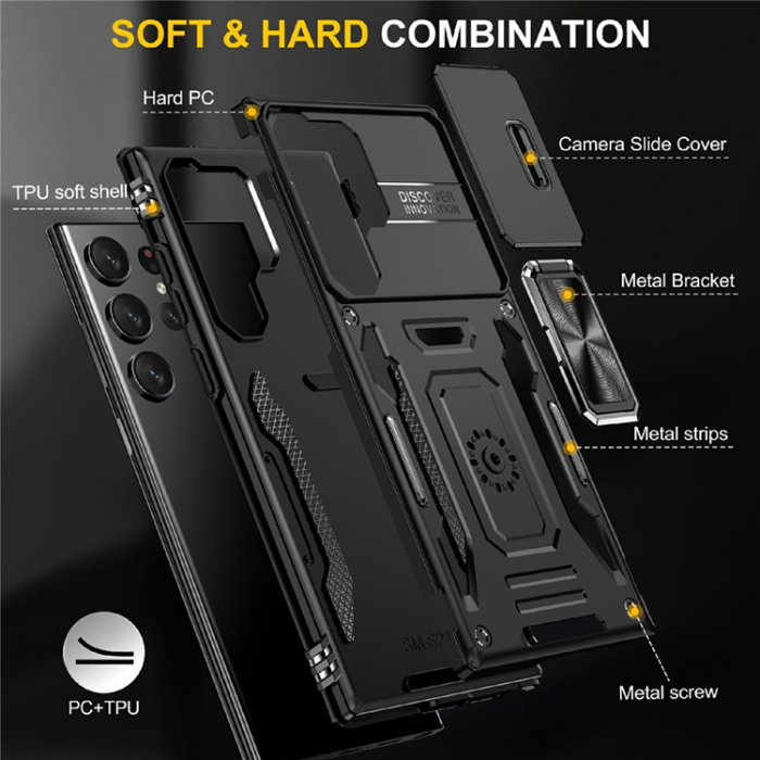 A-One Brand - Galaxy S25 Ultra Mobilskal Kickstand Slide - Svart