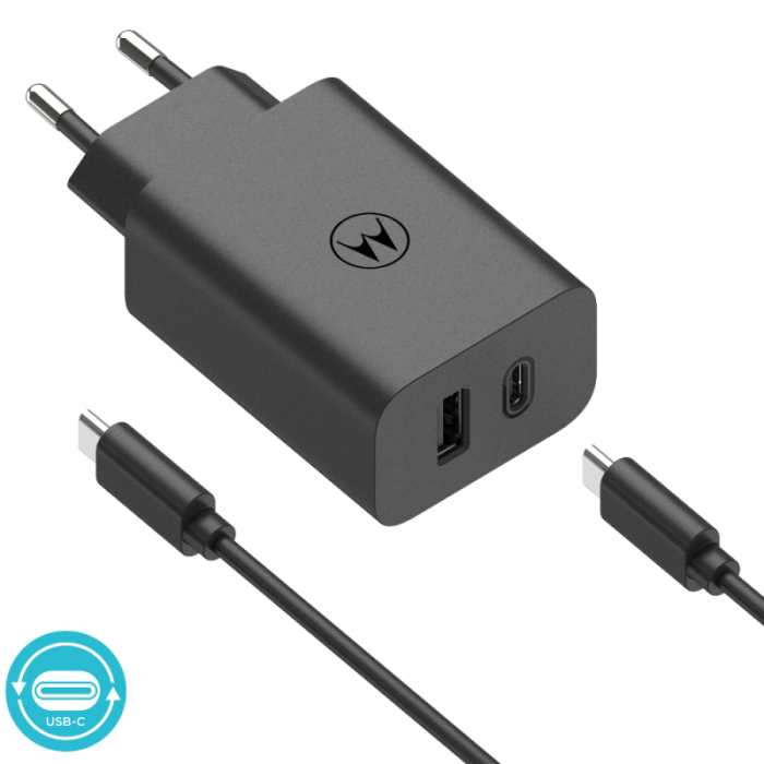 UTGATT1 - Motorola TurboPower Laddare - kabel C-C 50 Duo USB-C