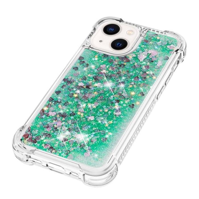 OEM - iPhone 14 Plus Skal Liquid Floating Glitter - Grön