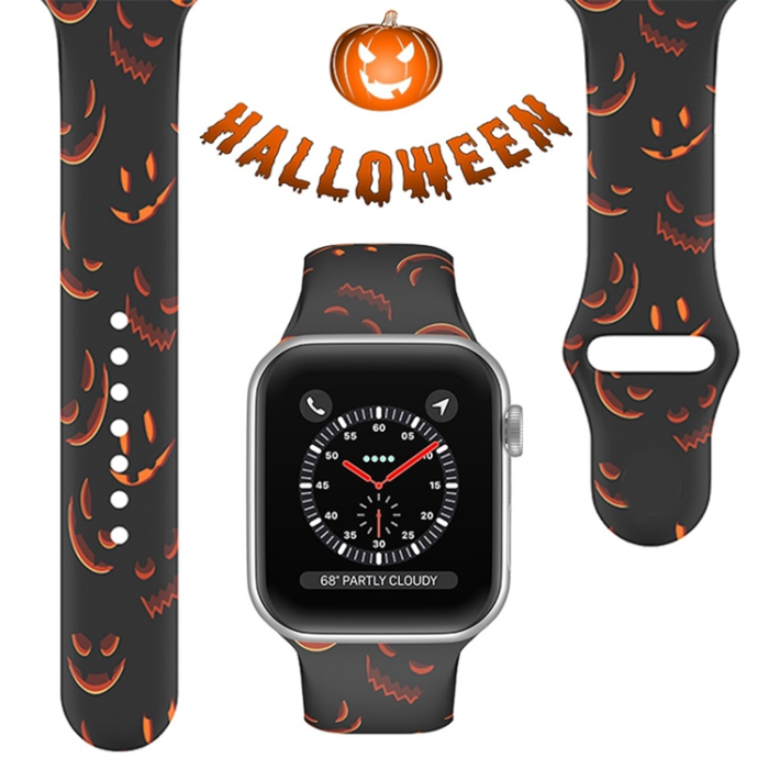 A-One Brand - Apple Watch (38/40/41mm) Armband halloween floral - Svart Pumpkins