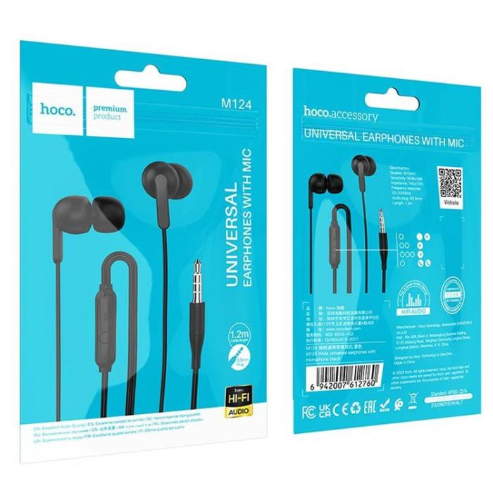 Hoco - Hoco In-Ear Trådbundna Hörlurar Jack 3.5 mm M124 - Svart
