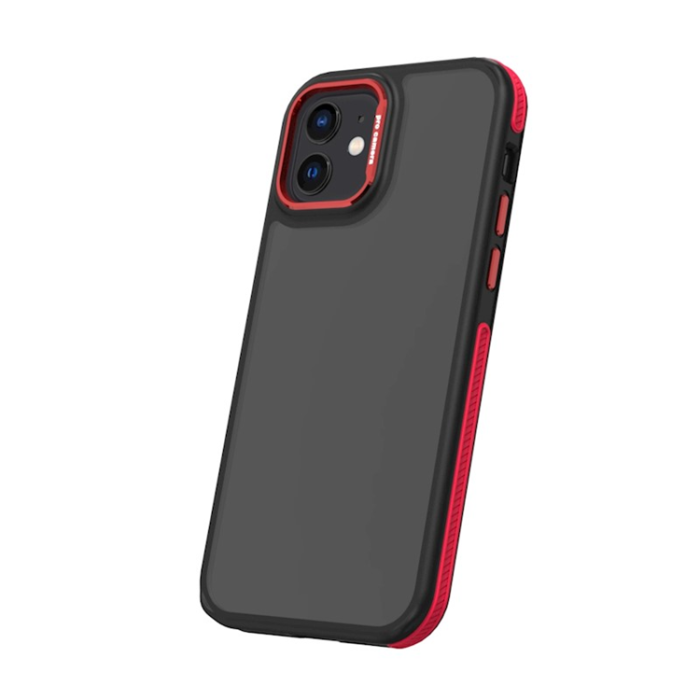 OEM - iPhone 12/12 Pro Mobilskal Crystal Black - Röd