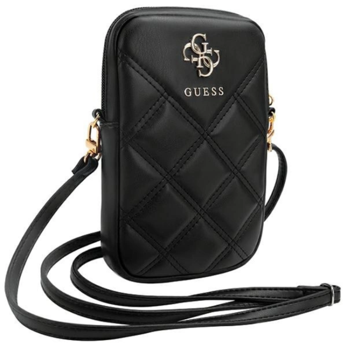 Guess - Guess Mobilväska Zip Quilted 4G - Svart