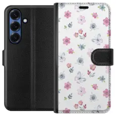 Gustaf - Pl&aring;nboksfodral till Samsung Galaxy S25+ med Blommor och fj&auml;rillar