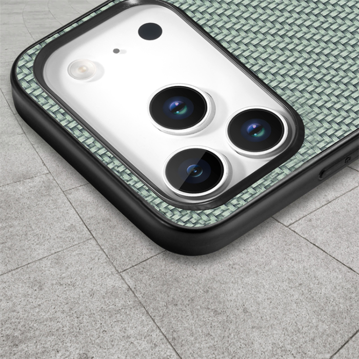 A-One Brand - iPhone 17 Pro Max Mobilskal Carbon Fiber PU Läder - Grön