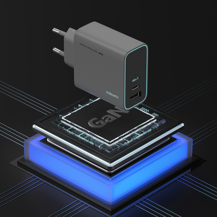Cuktech - Cuktech Snabbladdare 65W 2xUSB-C 1xUSB-A GaN - Grå