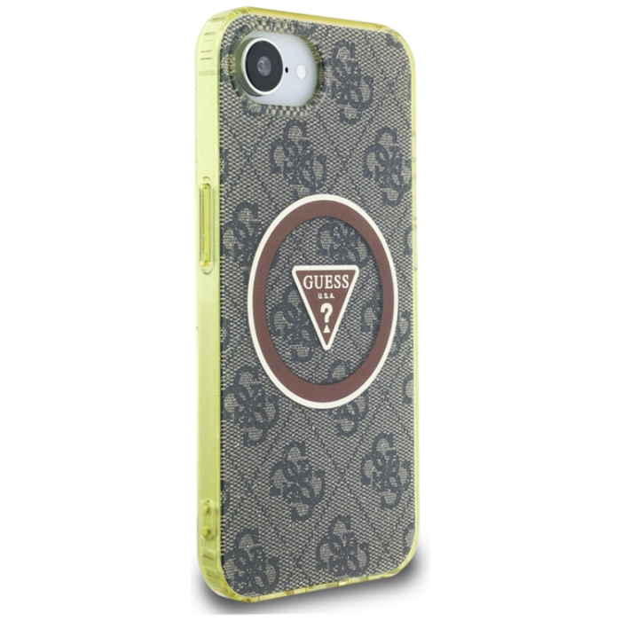 Guess - Guess iPhone 16e Mobilskal Magsafe Metal Glitter - Brun