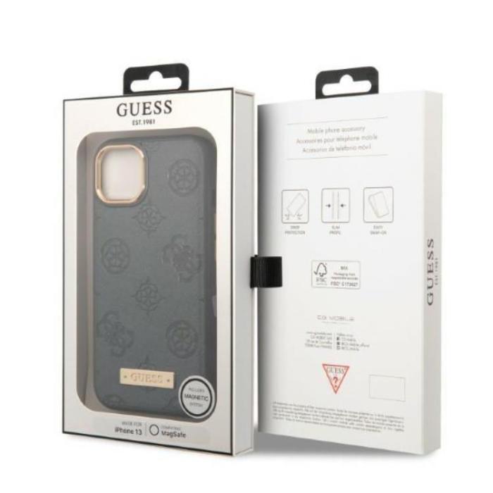 Guess - Guess iPhone 13 Mobilskal Magsafe Peony Logo Plate - Grå