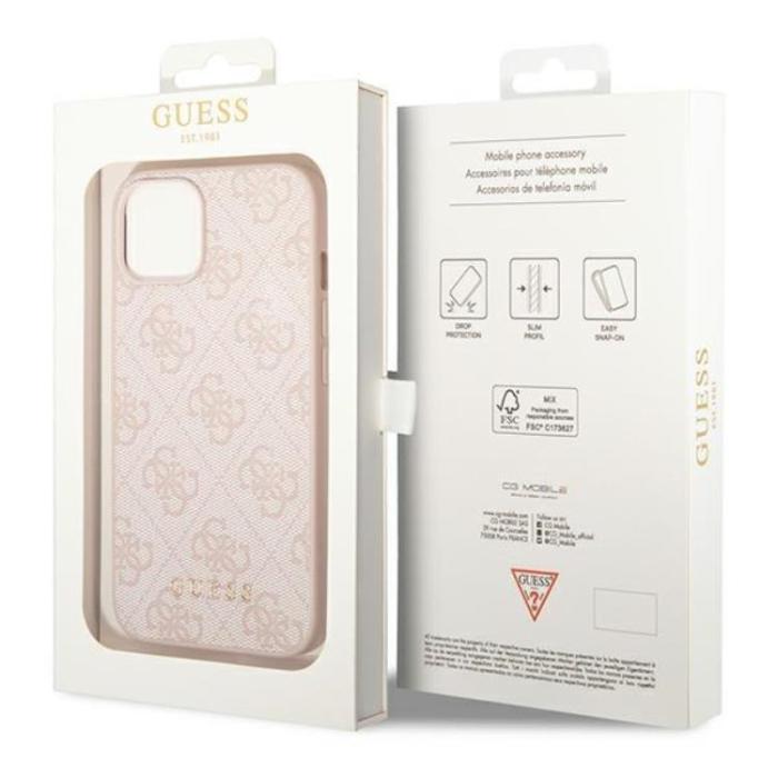 Guess - Guess iPhone 14 Plus Mobilskal Metall Gold Logo - Rosa