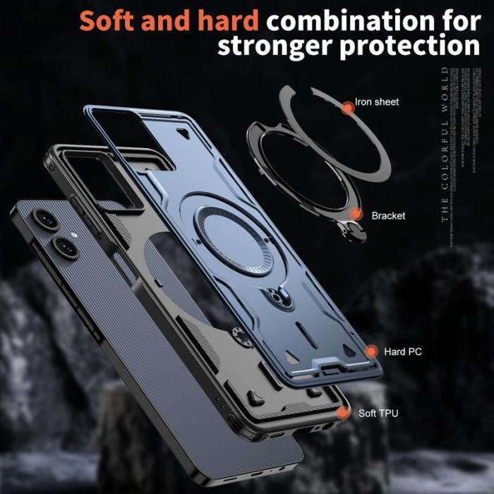 N/A - Mobilskal till Samsung Galaxy A06 4G Plast Militärskydd Kickstand - Blå