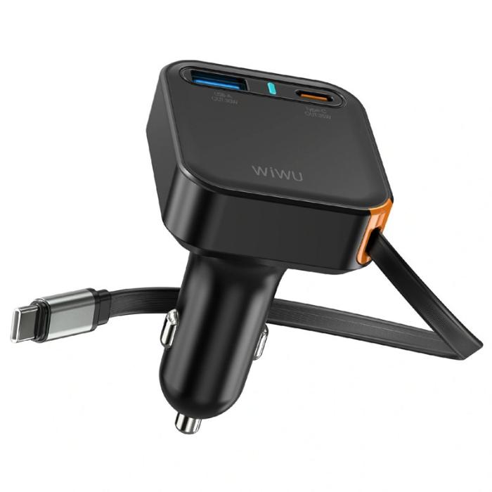 OEM - WIWU Wi-CC033 Helix USB A + Type C Biladapter 65W Snabbladdning med Kabel