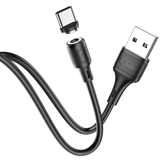 Hoco - Hoco USB-C till USB-A kabel magnetisk 3A Sereno X52 1m - Svart