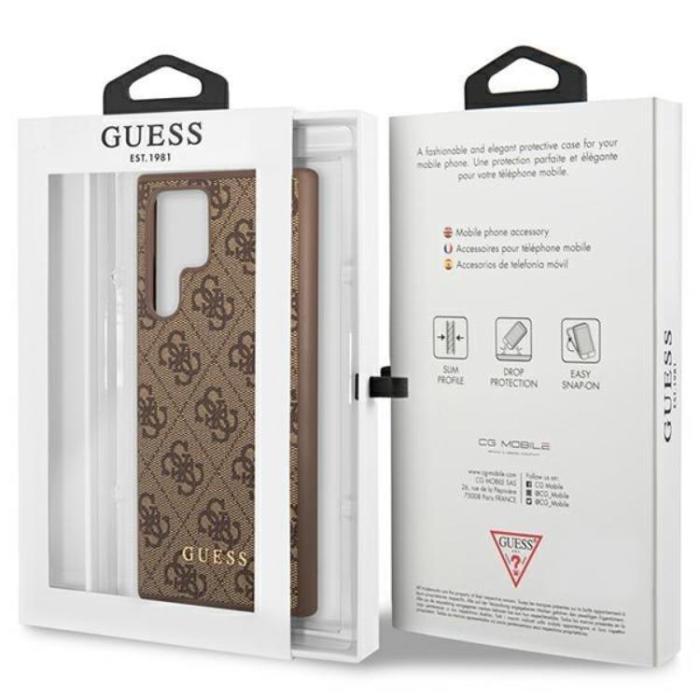 Guess - Guess Galaxy S23 Ultra Skal Metall Gold Logo - Brun