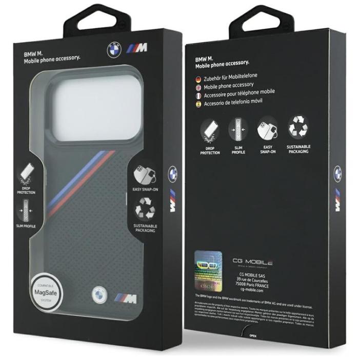 BMW - BMW iPhone 17 Pro Mobilskal MagSafe M Tricolor Metal Logo - Svart