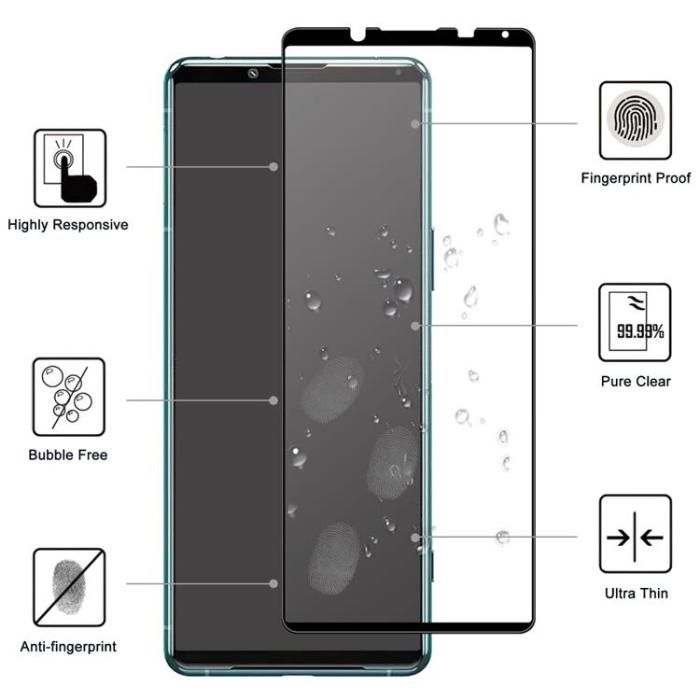 A-One Brand - [1-PACK] Sony Xperia 5 IV Härdat Glas Skärmskydd HD Full Glue - Svart