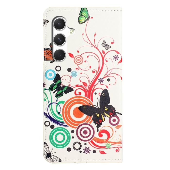 OEM - Samsung Galaxy A57 Plånboksfodral Konstläder Mönstertryck - Vit Butterfly