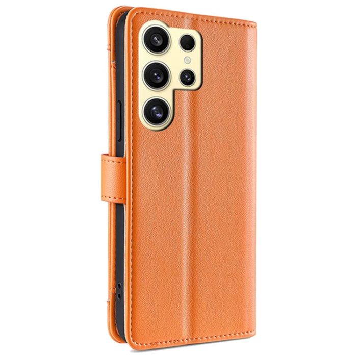 A-One Brand - Galaxy S24 Ultra Konstläder Plånboksfodral Shockproof - Orange