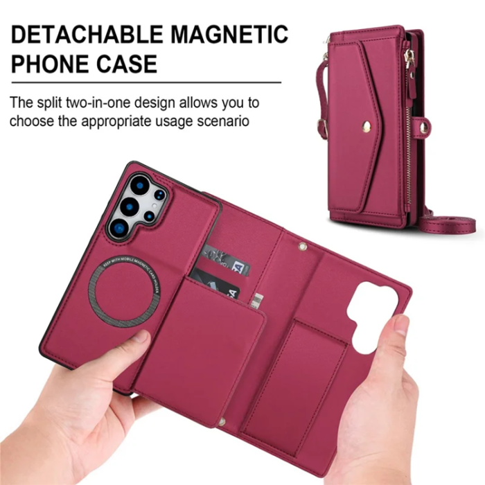 A-One Brand - Galaxy S25 Ultra Plånboksfodral MagSafe Detachable - Röd