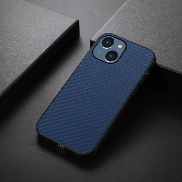 OEM - iPhone 14 Plus Skal Carbon Fiber - Blå