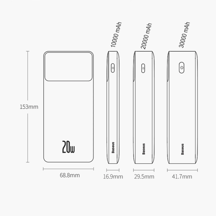 BASEUS - Baseus Powerbank 10000mAh USB-A/Micro-USB Bipow - Svart