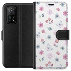 iSecrets - Pl&aring;nboksfodral till Xiaomi Mi 10T 5G med Blommor och fj&auml;rillar