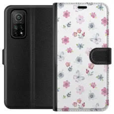 Gustaf - Pl&aring;nboksfodral till Xiaomi Mi 10T 5G med Blommor och fj&auml;rillar